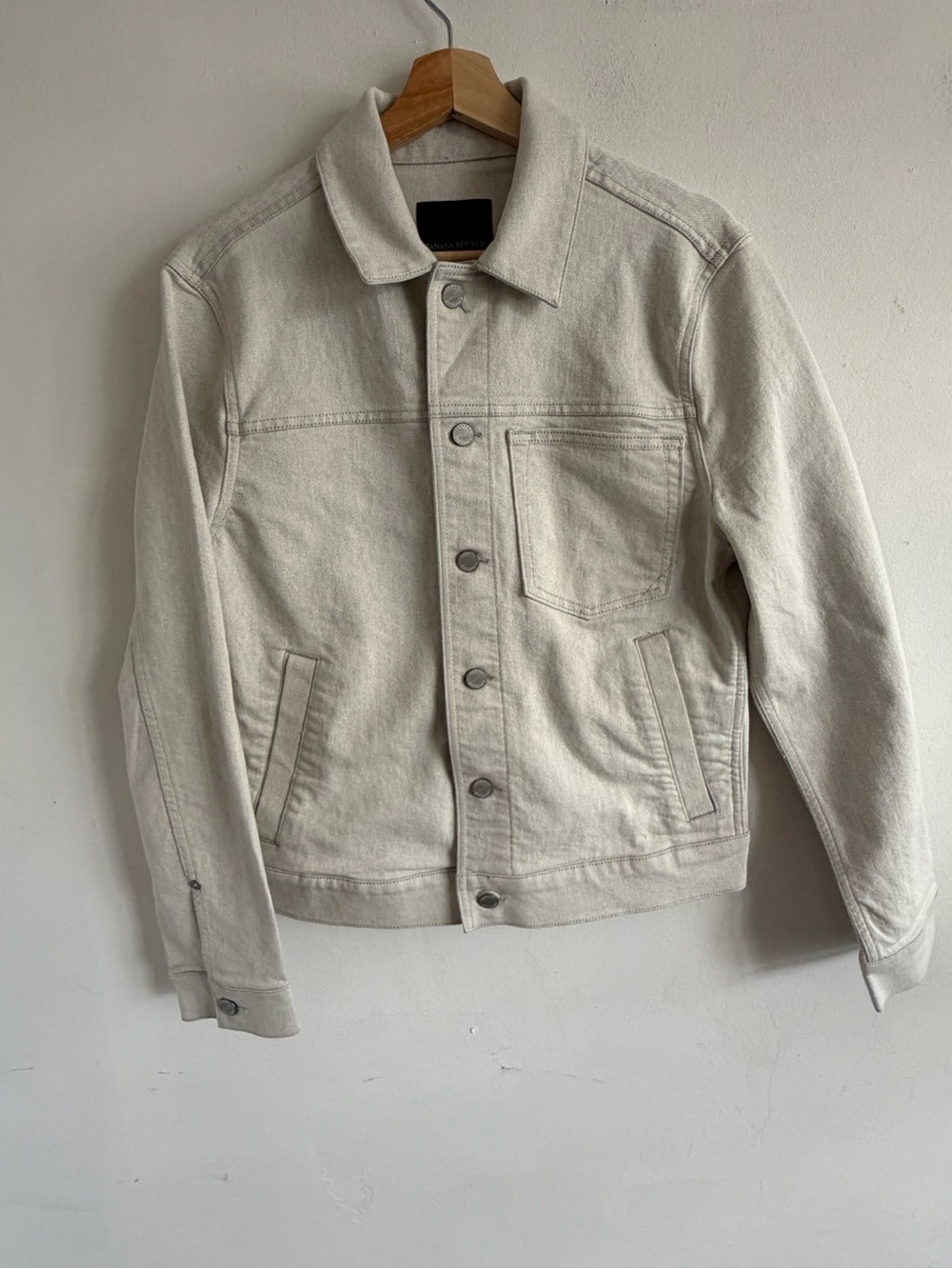 Banana Republic Cream Button-Up Denim Shirt Jacket
